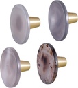 Mookaitedecor 4 PCS Agate Slice Cabinet Knobs with Screws, round Kitchen Drawer Pulls Handles Crystal-Knobs for Dresser Bathroom Cupboard Decorative, Natural Color