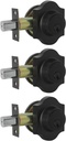 3 Pack Keyed Alike Single Cylinder Deadbolt Lock for Exterior and Front Doors, Key outside and Thumb Turn Button Inside, Matte Black Finish