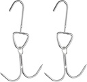 Uxcell 10.23'' Double Meat Hooks, 0.23'' Thickness Stainless Steel Smoker Hook Tools for Grill Cooking Fish Chicken, Pack of 4