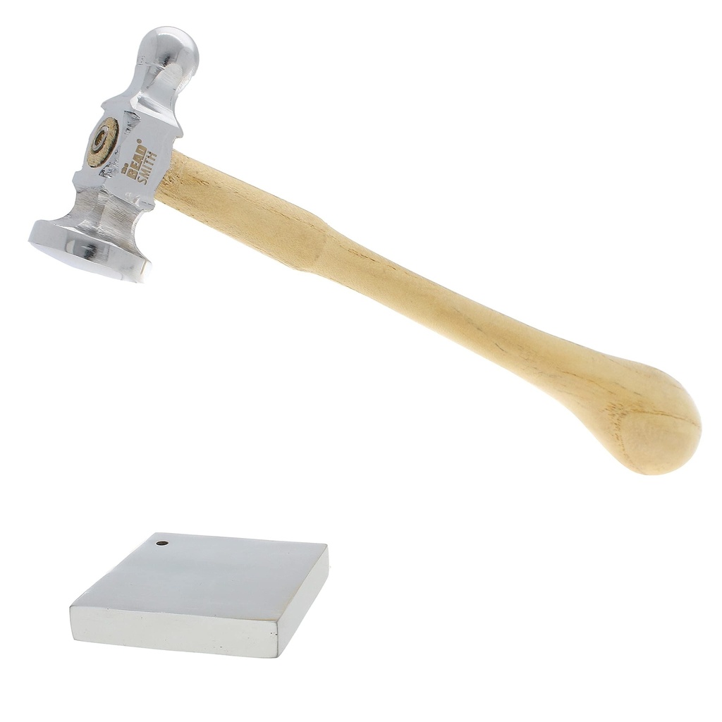 The Beadsmith Chasing Hammer & Steel Bench Block for Metalworking