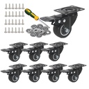 2" Casters Heavy Duty Wheels with Screws and Tool, Swivel Casters with Brake, Locking Casters No Noise Polyurethane Castors Wheels for Cart and Furniture Black 8Pack (2" Casters 8Pack)