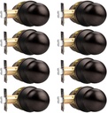 Probrico Closet Door Knobs 8 Pack Interior French Door Knob Oil Rubbed Bronze Finish, Keyless Passage Lever No Key, Classic round Ball Knob
