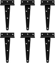 Heavy Duty T-Hinge, Three-Way Hinge, T-Belt Hinge, Shed Hinge Door Hinge, Barn Hinge Fence Hinge Door Hinge Forged Rust Proof Full Size Black (10 PCS, 6 ")