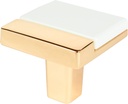 CAYBO 1-1/4 Inch Square Kitchen Knob - Gold with White - 5 Pack