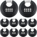 Maitys 4 Digit Combination Locks Stainless Steel Code Disc Lock Combo Padlock with Hardened Steel Shackle for Sheds Locker Storage Unit Gym Fence Gate Outdoor Indoor, round (10, Black)