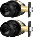 Probrico Black Door Knobs, Privacy Door Locks with round Ball, Bedroom Bathroom Door Knob Interior Door Knobs, 2 Pack