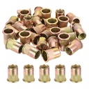 Uxcell 100Pcs Rivet Nuts Flat Head, M12-1.75 Carbon Steel Threaded Insert Nuts Knurled Body Zinc Plated Finish