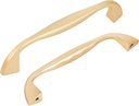 10 Pack 5 Inch Brushed Brass Kitchen Cabinet Handles Copper Gold Cabinet Pulls Antique Curved Dresser Drawer Pulls Farmhouse Wardrobe Hardware for Cupboard Closet