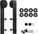 Skysen Sliding Barn Door Hardware Roller Set Black (I Shape Hanger Set)