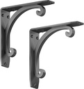 Starby Southern Charm Heavy Duty Steel Fireplace Mantel Brackets, Floating Shelf, Countertop Support - Hand Welded (2 Pack) (8 X 8 X 2)