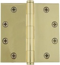 824302 4.5" Button Tip Heavy Duty Hinge with Square Corners in Unlacquered Brass