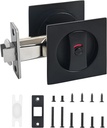 Square Pocket Door Lock with Color Coded Indicator, Pocket Door Hardware,Pocket Door Latch, Matte Black Privacy Pocket Door Hardware for Home, Bathroom and Bedroom.