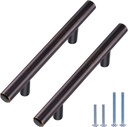 20 Pack Bronze Solid Cabinet Handles Drawer Pulls, 5.38-Inch/136Mm Length (3-Inch Hole Center) Door Handle (1/2-Inch Diameter) Kitchen Stainless Steel Cabinet Hardware Handle, Oil-Rubbed Bronze