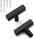 Probrico Cabinet Handles-Pack of 20 Black 2Inch (50Mm) Square T Bar Kitchen Cabinet Handles Drawer Pulls for Kitchen Furniture Hardware