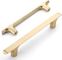 Amerdeco 10 Pack Brushed Brass Cabinet Pulls 5 Inch(128Mm) Hole Centers Gold Kitchen Cabinet Handles Cabinet Hardware Kitchen Handles for Cabinets Cupboard Handles Drawer Pulls ZH0028