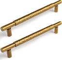 4 Pack 7-4/5 Inch Hammerhead Brass Cabinet Knobs Cabinet Wardrobe Closet Dresser Drawer Bathroom Pulls Kitchen Hardware Handle, Yellow Bronze