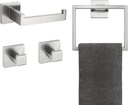 KOKOSIRI 4-Piece Bathroom Hardware Set Bath Accessories Set, Towel Ring, Toilet Paper Holder, Robe Hook X 2, Stainless Steel, Wall Mounted, Brushed Steel, B09S4-BR