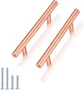'-3" Cabinet Handles Solid Stainless Steel Drawer Pulls Brushed Rose Gold Finish,50 Pack-Kitchen Cabinet Pulls Furniture Hardware Modern T Bar,Diameter 10Mm(2/5 Inch), Hole Centers:76Mm