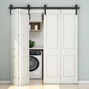 8FT/96'' Bi-Folding Barn Door Hardware Sliding Track Kit Heavy Duty for 4 Doors(No Wood Door，Hardwware Only)