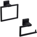 GERZ Bathroom Hardware Accessories Sets SUS304 Stainless Steel Bath Shower Set 2-Pieces(Toilet Paper Holder Towel Ring) Black Matte Finish Contemporary Style
