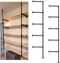 Industrial Wall Mount Iron Pipe Shelf, 5 Shelves Shelving Bracket Black Vintage Retro Ceiling Hung Shelf DIY Open Bookshelf Storage for Offcie Room Kitchen (2Pcsx5Tier,68" Tall,10"Deep,Hardware Only)
