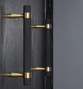 Set of 2 Solid Brass Cabinet Pulls 6.3 Inch (5 Inch Hole Centers) Gold Black Knurled Textured Cabinet Handles Brass Pulls for Dresser Door Drawer Hardware (2, Black Gold)
