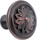 15 Pack - Oil Rubbed Bronze Cabinet Hardware Knobs,1.4" Diameter round Bronze Hardware Knobs for Cabinets, Cabinet Hardware Oil Rubbed Bronze,Flower Oil-Rubbed Bronze Knobs for Cabinets and Drawers