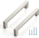 Ravinte 5 Pack Cabinet Handles Square Cabinets Cupboard Handles Brushed Nickel Drawer Pulls Stainless Steel Kitchen Cabinet Pulls Cabinet Hardware Drawer Handles 5 Inch Hole Center