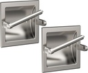 Toilet Paper Holder 2 Pack, Recessed Pivoting Toilet Paper Holder Wall Mount Stainless Steel for Large Rolls in Bathroom (Brushed Nickel)