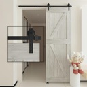 5FT Sliding Barn Door Hardware Kit, Upgraded Screw Fixation Modular Track, Heavy Duty Barn Door Track Kit Fits Single Door 26"-30" Wide, Smooth and Quiet Sliding, Easy to Install