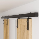 8FT/96'' Box Rail Sliding Barn Door Hardware Kit Aluminium Alloy Wall Mount, Smooth and Heavy Duty for Double Door (NO Door Panel)