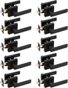Probrico (10 Pack Black Entry Knob Combo Pack Keyed Alike, Heavy Duty Entrance Door Lever, Exterior Lockset Contemporary Style, Modern Front Door Hardware