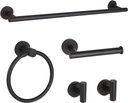 Matte Black Bathroom Hardware Set, Modern 24-Inch Towel Bar Set Wall Mounted, Towel Rack Set Black,Stainless Steel Bathroom Accessories Set Black,5-Pieces