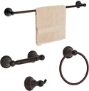 Dynasty Hardware 2200-ORB-3PC Muirfield Series Bathroom Hardware Set, Oil Rubbed Bronze, 4-Piece Set, with 24" Towel Bar