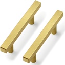 30 Pack Gold Cabinet Handles 3 Inch Brushed Brass Cabinet Pulls Modern Square Drawer Pulls Brass Gold Dresser Pulls Hardware Kitchen Handles for Cabinets and Drawers, 5" Total Length