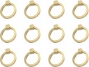 RZDEAL 12Pcs 2.0" X 1-7/8" Solid Brass Pulls for Dresser Drawer Ring Pulls Furniture Hardware Brushed Gold Wardrobe Door Handles