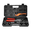 SKYSHALO PEX Pipe Crimping Tool, Angle Dual Head Combo PEX Crimper for 1/2" and 3/4" Copper Crimp Rings, 30 Copper Crimp Rings, PEX Tubing Cutter, Go/No-Go Gauge, Meets ASTM F1807 Standards