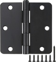 18 Pack Black Door Hinges Black Matte Black Hinges for Doors 3 1/2 Interior Door Hinges 3.5"X3.5 Inch Hinges Rounded 1/4" Raidus Standard Residential Bedroom Door Hinge Sturdy Door Hardware