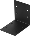 Eoere 4 PCS Black 6" X 6" X 5" Heavy Duty Steel L Right Angle Bracket Tie Plate Metal Joint Thickness 3Mm, Corner Brace for Timber Connector Shelves Wood Support , Max Load 150Lb
