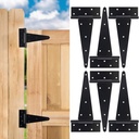 12 Inch T-Strap Gate Hinges, Shed Barn Door Hinges Heavy Duty, Black Tee Hinges for Wooden Fences, Yard Gate, Wrought Hardware Iron Rustproof (6Pack/Set)