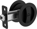 Goldenwarm Bed/Bath Pocket Door Lock, Matte Black Contemporary Privacy round Pocket Door Hardware, Flush Pocket Door Lock Black(Recessed 2 Sided), 2-3/8" Backset