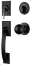 Goldenwarm Front Door Handle and Deadbolt Set, Black Front Door Lock Set with Reversible Knob Handle, Modern Front Door Hardware, Single Cylinder Front Door Entry Lock, Front Door Handles and Locks