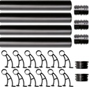 Solid Bar Mount Foot Rail Kit, Matt Black Stainless Steel Tubing W/Internal Connector, Bar Mount Foot Rail Bracket (Flat End Cap, 28 Ft (84 in X 4))