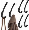 Heavy Duty Wall Hooks, 5.7 Inch Large Coat Hooks, 6 Packs Matte Black Towel Hooks for Hanging in Bathroom, Entryway, Kitchen, Etc