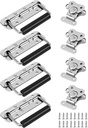QWORK Stainless Steel Cabinet Handles and Latch for Flight Cases and Equipment Boxes, 4 Pack 4-13/16" Spring Loaded Case Handle, 4 Pack 2" X 1-1/2" Latches, for Case Cabinet Garage