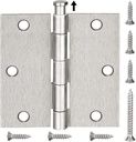 TICONN 48-Pack 3.5 Inch Door Hinges with Square Corner, 3-1/2 X 3-1/2 Inch Iron Bifold Residential Doors Hardware (Square Corner, Satin Nickel, 48 Pack)