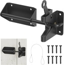 Heavy Duty Automatic Gate Latch for Wooden Fence,Self- Locking Gravity Gate Door Latches with Cable Pull,Security Gate Hardware Kit for Outdoor Garden,Pool,Metal Gates,Vinyl Fence(Black)