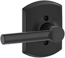 Schlage F170 BRW 622 GRW Broadway Door with Greenwich Trim, One Sided Non-Turning Dummy Door Handle, Matte Black