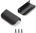 Edge Black Finger Pulls for Cabinet Kitchen Hardware Drawer Pull Cupboard Flat Hidden Dresser Bar Door Handles for Furniture 10Pack Modern 2-1/2" Hole Center Easy Installation