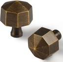 4 Pack Unique 9/10 Inch Diameters Single Hole Knobs Modern Simplicity Drawer Pulls Brass Kitchen Cabinet Hardware Handles for Dresser Cupboard Wardrobes, Antique Bronze, S